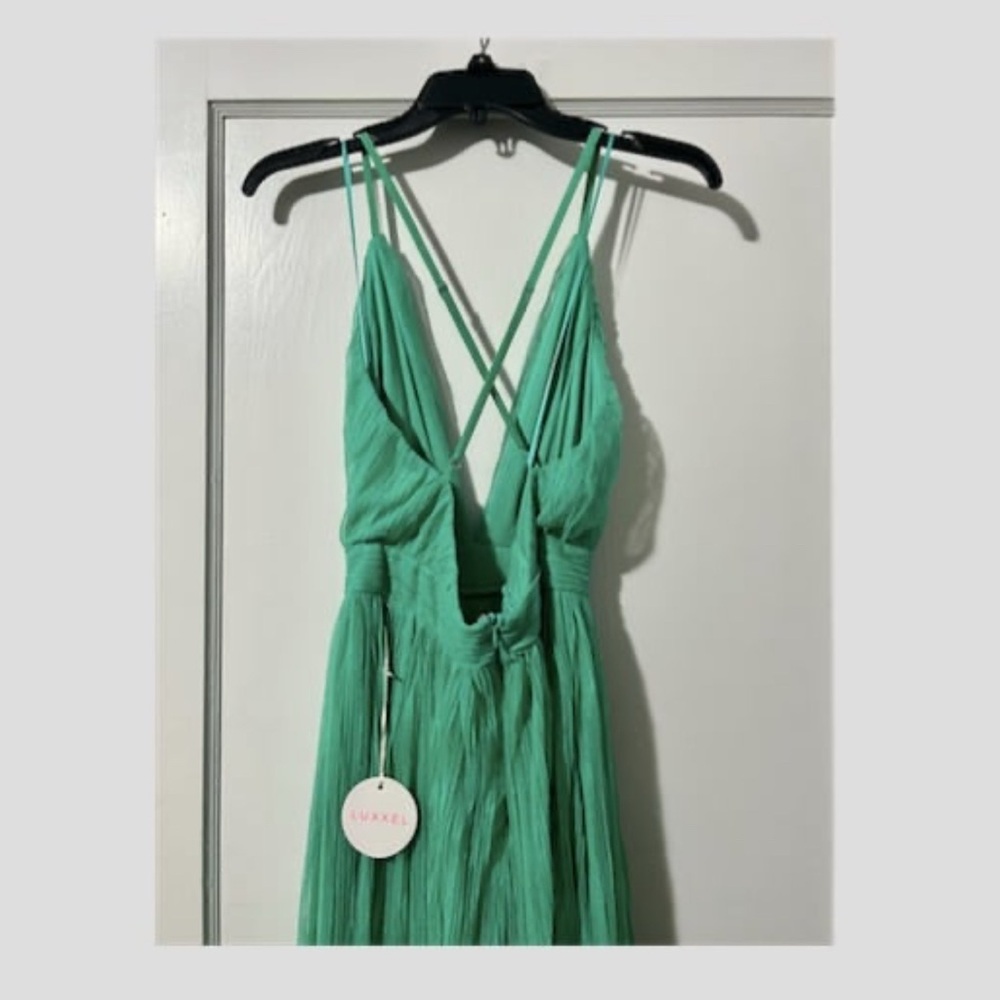 Luxxel Swooning in Santorini Maxi Dress Jade Mint Green Size Small - Picture 2 of 3